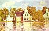 Houses Paintings - The House on the River Zaan in Zaandam by Claude Monet